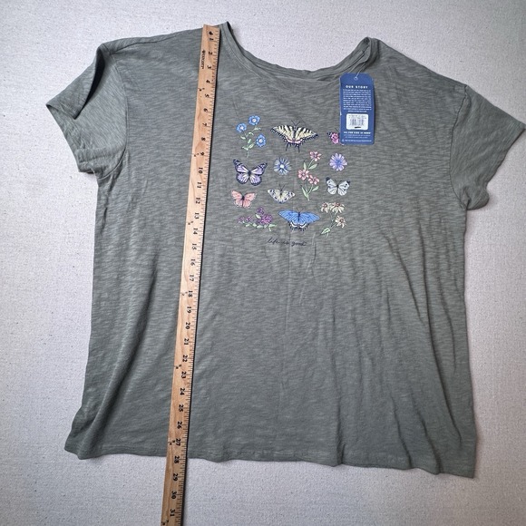 Life Is Good Graphic Tee Women's XXL Gray Butterflies Crew Neck NWT - Picture 5 of 8